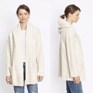 Vince Cozy Hooded Robe Cardigan Sweater in Winter White Size Small